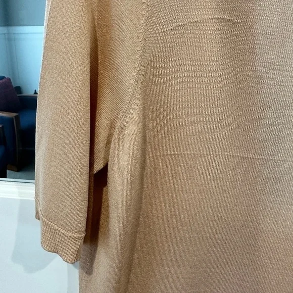 Talbots Gold Tie Front Knit Short Sleeve Top Size Small - Picture 7 of 9